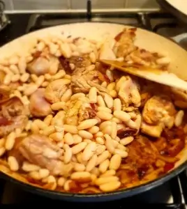 Adding the white beans