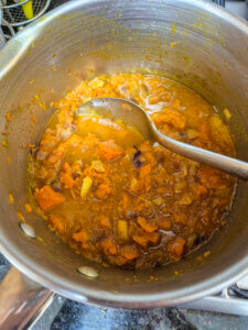 Add onions and Butternut squash to the stock