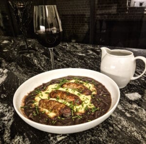 Sausage and Mash with Red Wine Onion GravyClassic British Comfort Food at Its Best, ready to eat