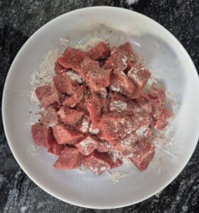 Beef coated in flour