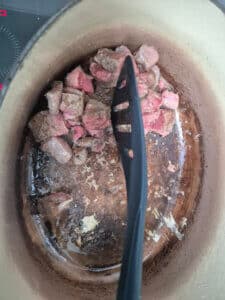 browning meat in the pan