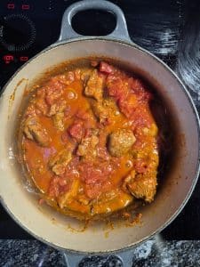 Tomatoes added to the meat 