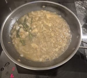 Sauce is bubbling away