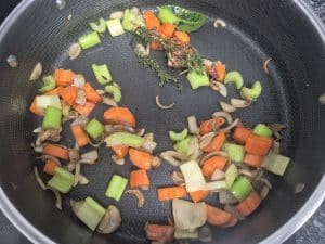 Saut&eacute; the vegetables in a pan