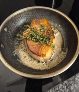 Butter added with thyme