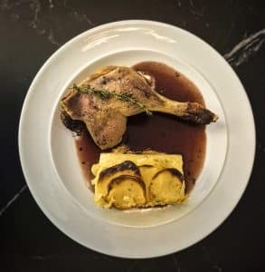 Duck Legs in Red Wine &mdash; Roasted with Dauphinoise Potatoes