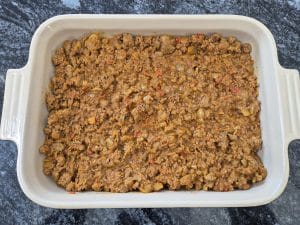 Keema mince in the baking dish