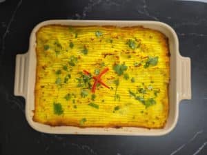 Keema lamb shepherd's pie ready to serve