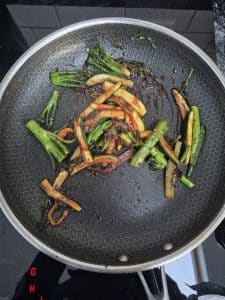 Sauce in the pan with the veg