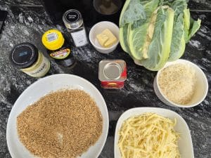 Ingredients for our cauliflower cheese