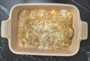 Assembled dish for the oven