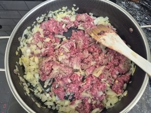 Onions & meat browning