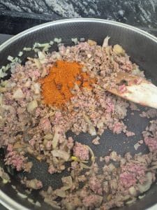 Add the spice mix to the pan