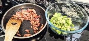 Bacon & broad beans prepped