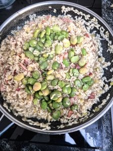 Add the broad beans & bacon