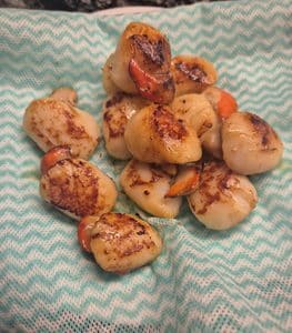 Scallops removed from the pan
