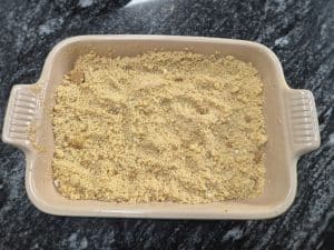 First bake of the crumble before adding the crumble
